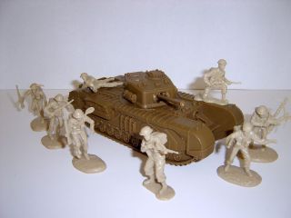 British Churchhill Tank with 8 British Infantry Soldiers Set