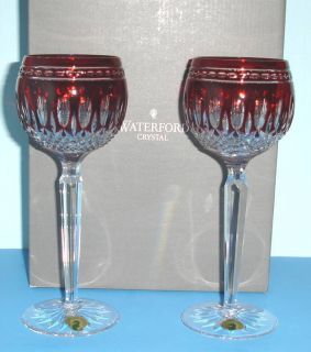 Waterford Clarendon Ruby Wine Hock Glasses Set of 2 New