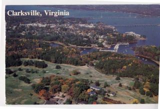 Clarksville VA Early Aerial View Buggs Island Lake Postcard