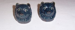 Chow Chow Salt Pepper Shakers by Rosemeade Pottery with Paper Stickers