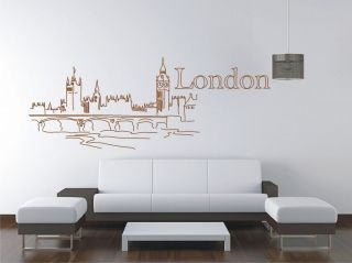 LONDON Bridge City Skyline Vinyl Decal Wall Sticker Wall Tattoo Wall