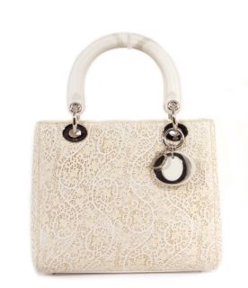 Christian Dior Classic Lady Dior Ivory Lace Bag