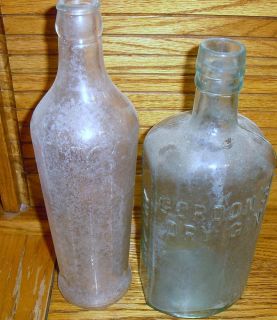 Old Bottles 1 Gordon Dry Gin and 1 Heinz Clear Bottle Both In Good