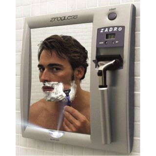 Zadro Fogless Light Shaving Shower Mirror w Clock Z200