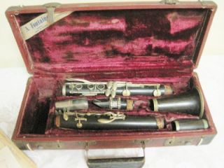  antique fontaine paris france music clarinet instrument original case