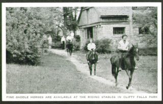 Saddle Horses Clifty Falls Park Madison in Postcard 40s