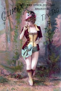 Climax Plug Tobacco Girl Repro Greeting Card Risque Ad Woman