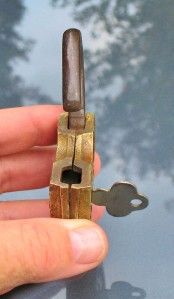 Old Vintage Antique Lock E Eagle Solid Brass Cased Padlock w Key