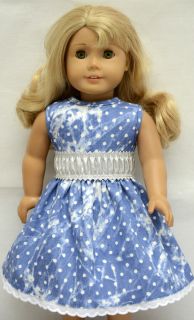 Doll Clothes Fit American Girl 18 Doll Printed Denim Dress