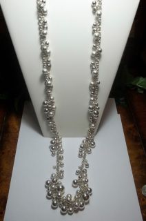 Chicos Brushed Silver Cluster Balls Necklace 40 Silver Chain Ball New