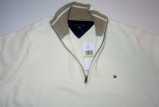 New $85 Tommy Hilfiger Mens Classic Half Zip Sweater Pique Mock Neck