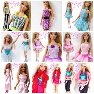 15 Items 5 Pcs Mini Cute Dresses Clothes 5 Shoes 5 Hangers for Barbie