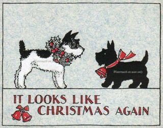 Christmas JRT Scotty Dogs REPRO GREETING CARD Jack Russell Terrier