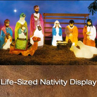 Christmas Outdoor Lighted Blow Molded Life Size Nativity Figures