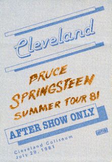Bruce Springsteen 1981 Tour Cleveland Gold Foil Pass