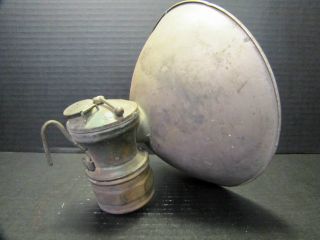  1900s Brass Carbide Light AUTO LITE Coal Miners Lamp By Universal Lamp