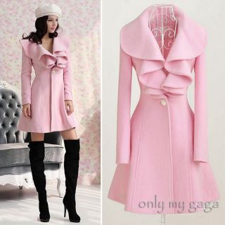 New Women Pink Trench Coat Jacket Parka Fashion Slim Fit Gossip Girl