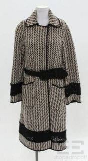 Missoni Peach Cream Black Belted Sweater Coat Size 44