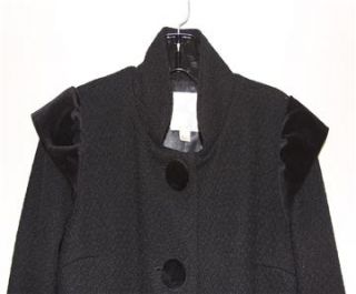  for Target Black Wool Coat Sz M Velvet Hearts on Back Pockets