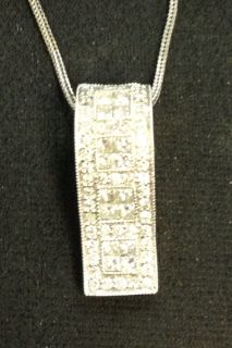 Cluster Pendant Necklace 1.25 Ctw Real Diamond Jewelry 14Kt White
