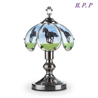  Glass Horse Theme Touch Table Lamp comes with Dark Chrome Finish Base