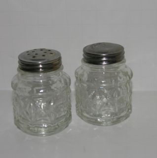 Salt Pepper Shakers Clear Glass Vintage