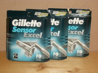  30 Men's Gillette Sensor Excel Razor Cartridges