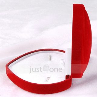 5cm 8cm Red Velvet Heart 2 Rings in One Gift Box Jewelry Retail