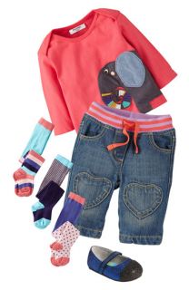 Mini Boden Tee, Jeans & Tights (Infant)