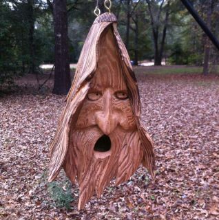 Wood Spirit Unique Old Man rustic Hand Carved Cedar Bird House
