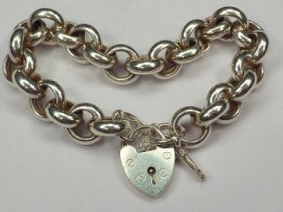 vintage sterling silver chunky chain charm bracelet