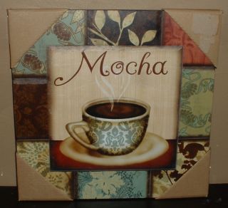 Coffee Cup Wall Plaque Bar Sign Cafe Mocha Damask Java Kitchen Home