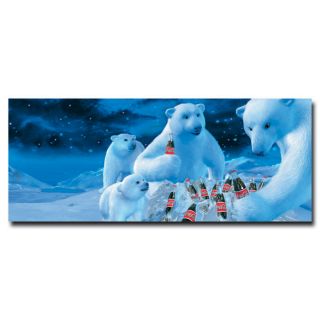 Coca Cola Giclee 13x22 Canvas Art Polar Bears w Cokes