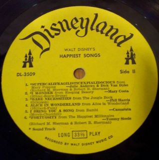 1967 Walt Disneys Happiest Songs 33 1 3 RPM Record