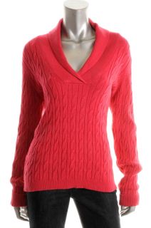Charter Club New Core Pink Shawl Neck Long Sleeve Cable Pullover