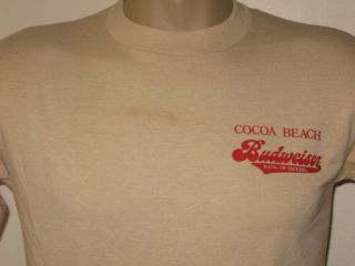 Vintage 80s Budweiser Cocoa Beach Florida T Shirt Medium Beer Neon