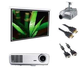 3D Optoma HD66 Home Theater Projector Bundle with 100 Electric Screen