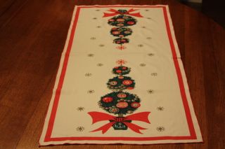 Vintage Linen Christmas Tree Holiday Table Runner