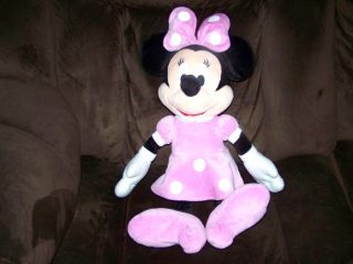 Disney Mickey Clubhouse Large 21 Minnie Mouse Velour Pink White Plush