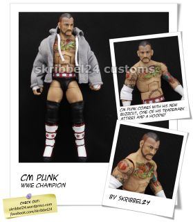 WWE custom CM Punk (new buzzcut) with hoodie elite Mattel legends by