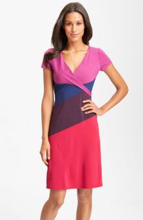 BCBGMAXAZRIA Surplice Colorblock Jersey Dress (Petite)