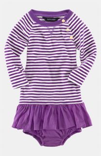 Ralph Lauren Stripe Velour Dress (Infant)