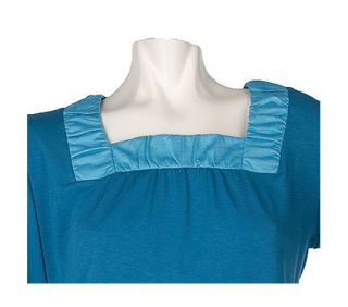 Clinton Kelly for Denim Co 3 4 Sleeve Square Neck Colorblock Top 3X