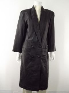  Leather Trench Coat Black Colebrook s Button Up Vintage 80S