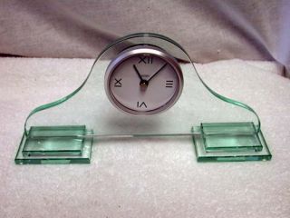 Green Mineral Glass Contemporary Modern Mantel Clock