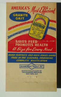 1950s Matchbook Rainbow Poultry Grit Cold Spring MN MB