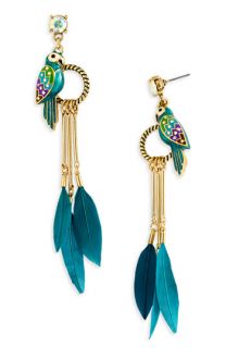 Betsey Johnson Parrot Feather Earrings