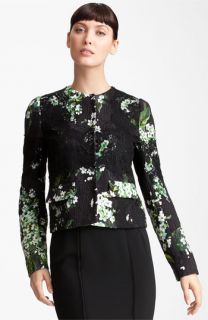 Dolce&Gabbana Lily Print & Lace Detail Brocade Jacket