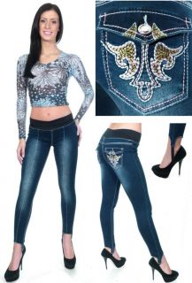 Banded Waist Embroidered Pocket Stirrup Skinny Jeans