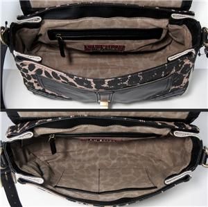 Sam Edelman Parisian Odette Black Leather Leopard Linen Crossbody Bag